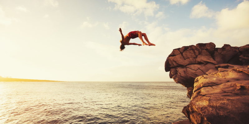 Cliff Jumping into the Ocean